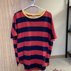 Small blue and red striped oversize shirt